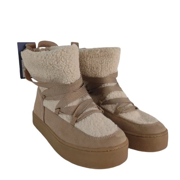 NWT Universal Thread Birgitte Women's 7.5 Lace-Up Platform Sherpa Boots Pull-On - Picture 4 of 9